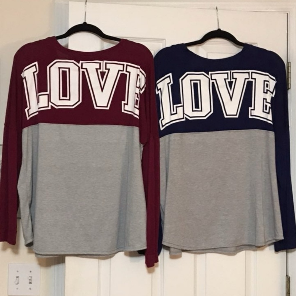 LOVE GRAPHIC LONG SLEEVE 2XL SHIRTS TOPS SET/2
